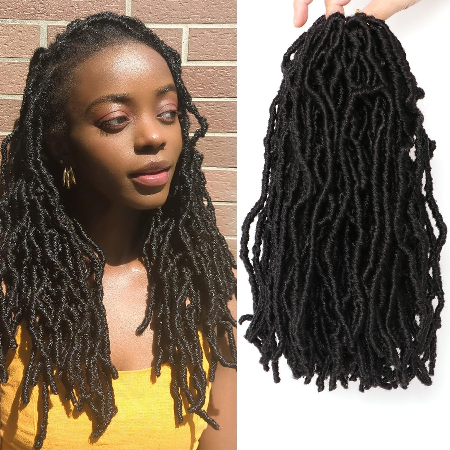 Faux Locks Crochet braids - 35,6 cm - 8 mèches souples, bouclées, naturelles