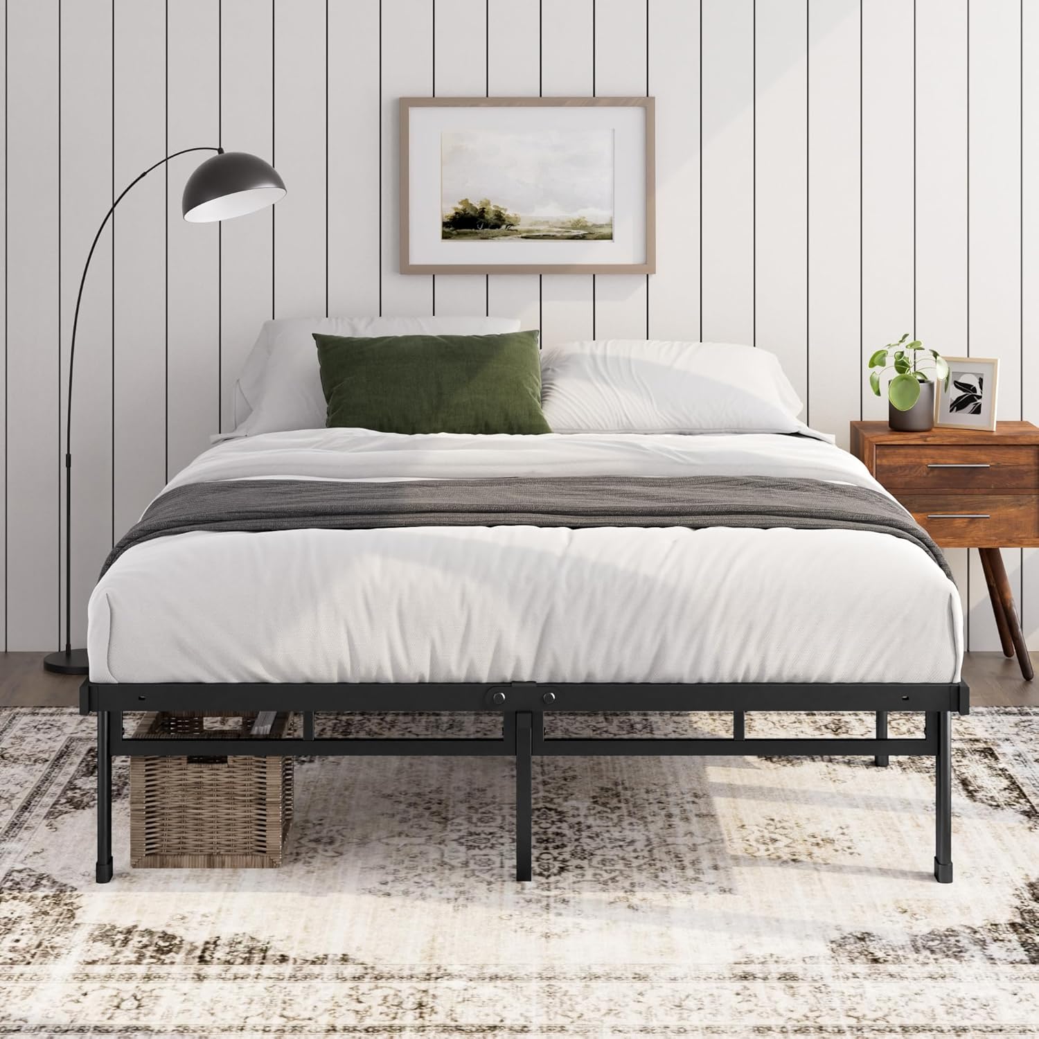 Zinus - Justin - 180x200 cm - lit métal 36cm haut, rangement dessous