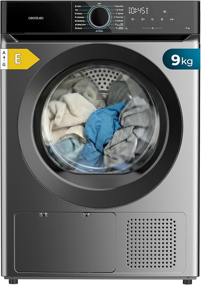 Cecotec - Bolero Dresscode série - 9kg, pompe à chaleur, 15 programmes, faible conso, 9180 Steel