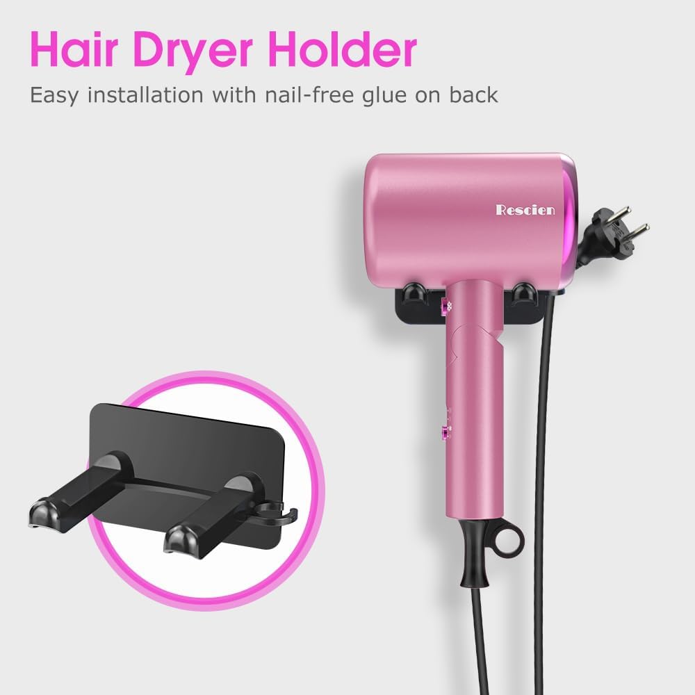 Sèche-cheveux ionique pliable - 2400W, léger, 3 vitesses et accessoires