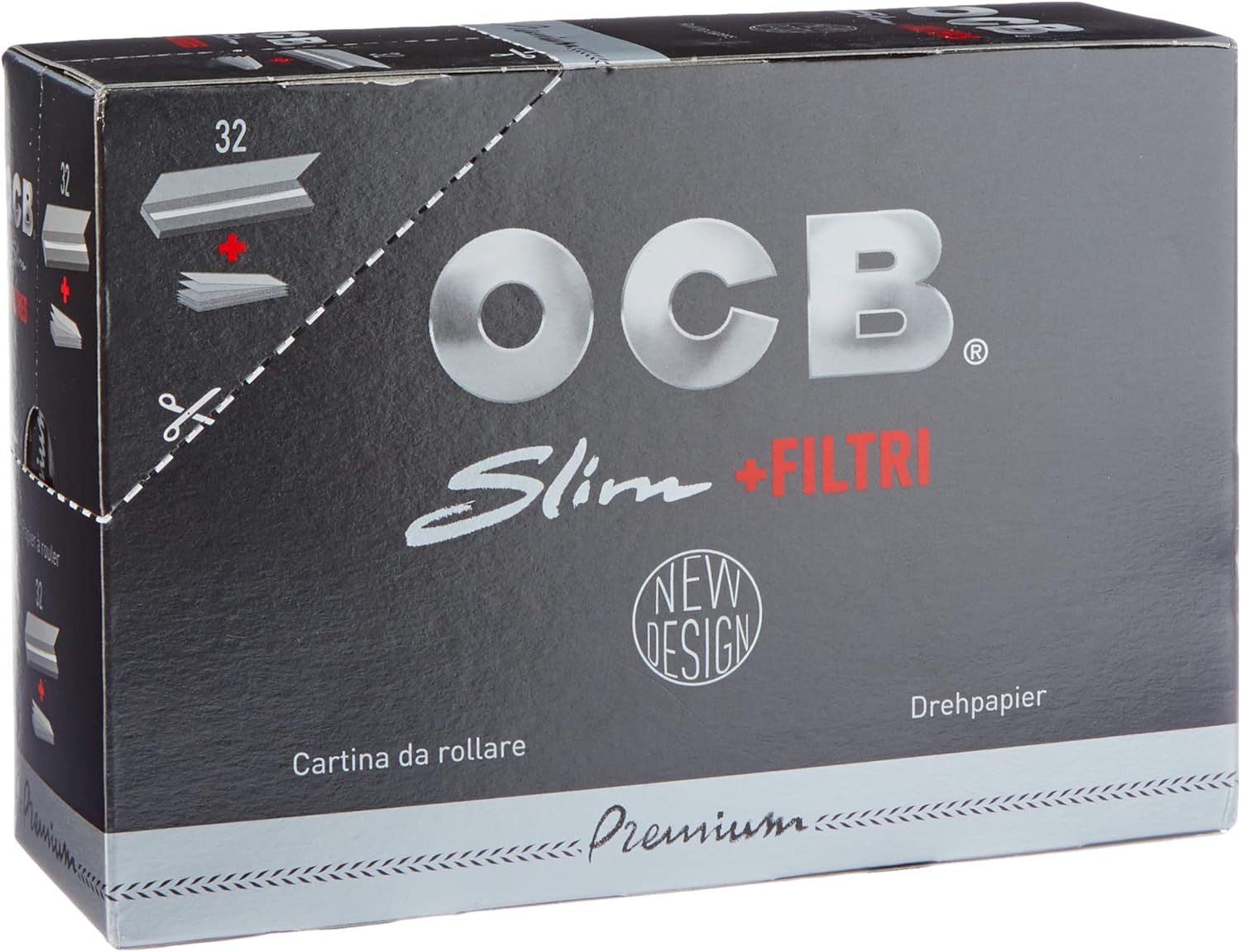 OCB - Noir Plus Long & Tips - format XL - papier noir ultra fin - 15448