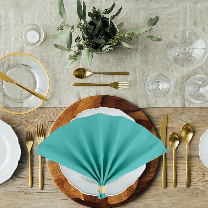 Sweet Needle - serviettes de table lot de 12 - 45x45 cm - coton épais, coins arrondis, vert sauge