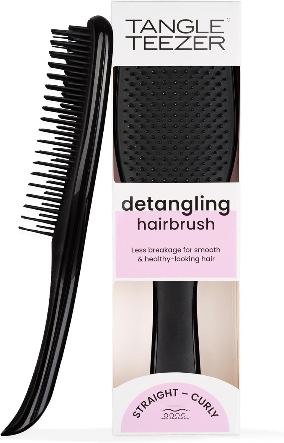 Tangle Teezer - Ultimate Detangler - Brosse démêlante cheveux secs/mouillés, picots deux niveaux, anti-casse, noir, tous