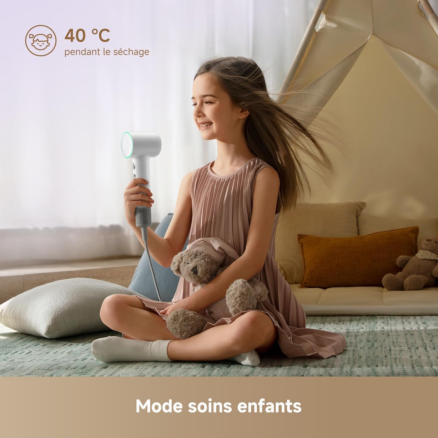 Dreame - Mini Sèche-Cheveux - 270g - Moteur 100000 tr/min, ions, 5 modes