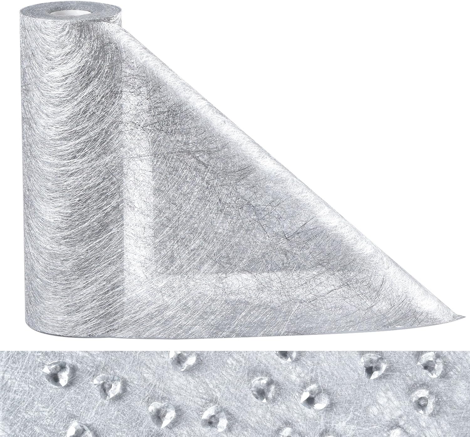 Chemin de table - non-tissé réutilisable 23x300cm - 150 cœurs argenté