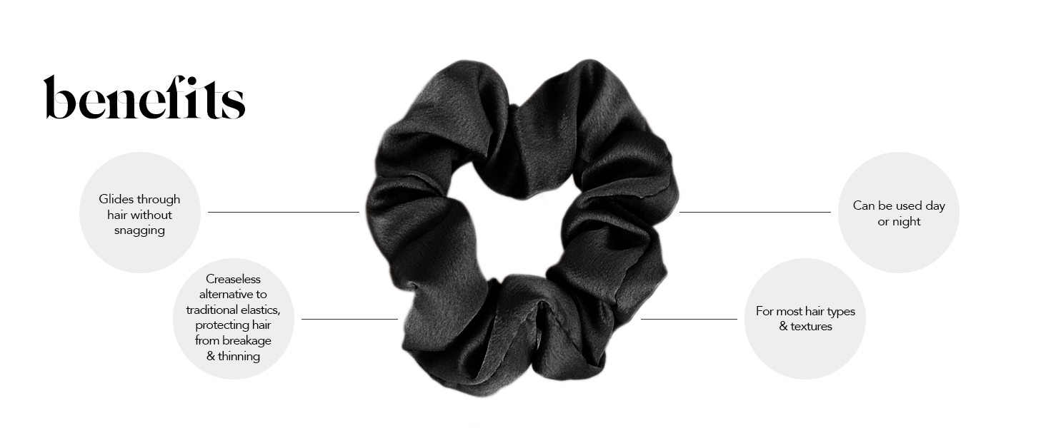 satin scrunchie scrunchies patch minceur elastique en soie cheveux femme noir gisou