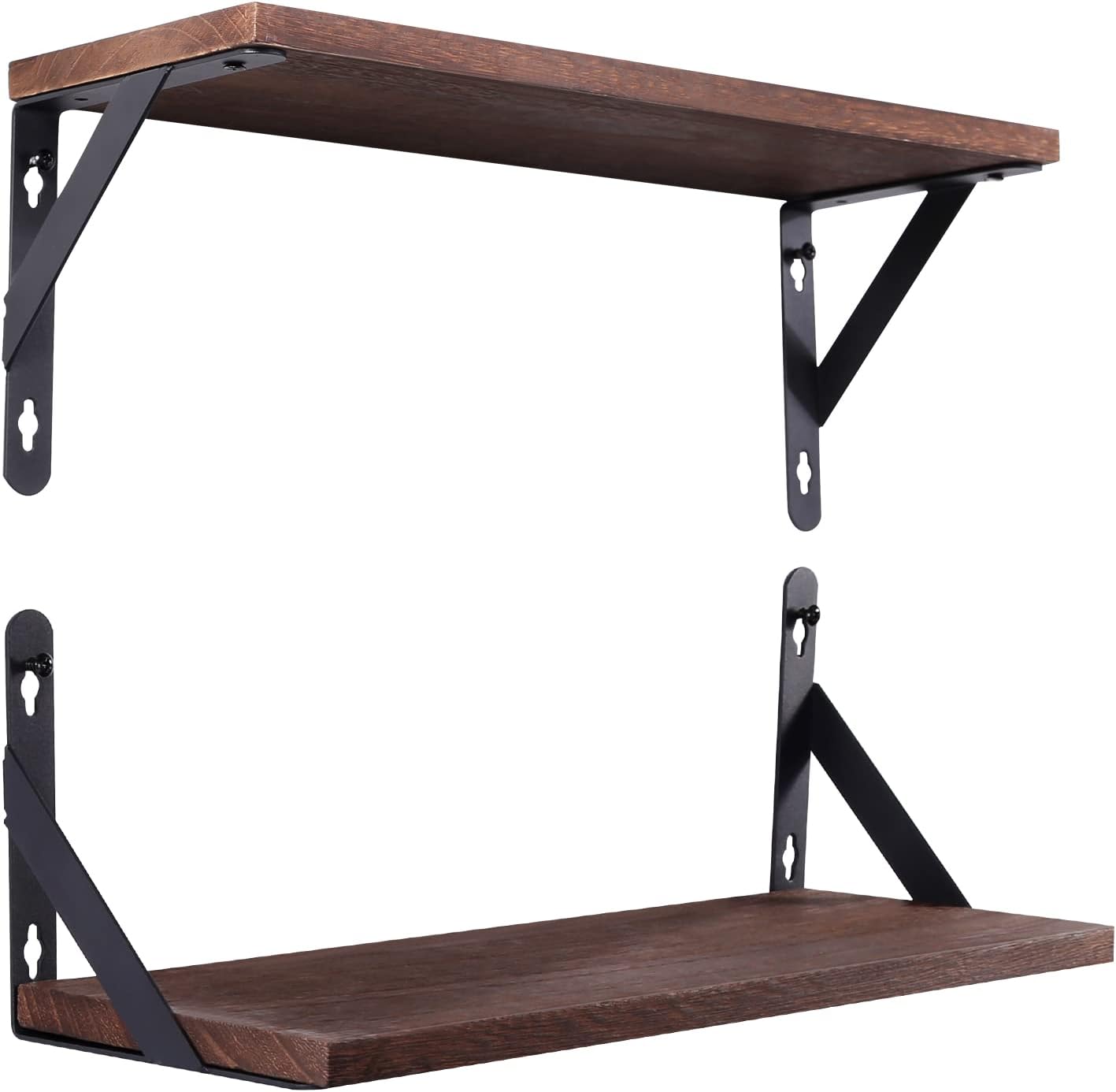 AGM - étagère murale rustique 42cm - bois, métal, charge 30kg