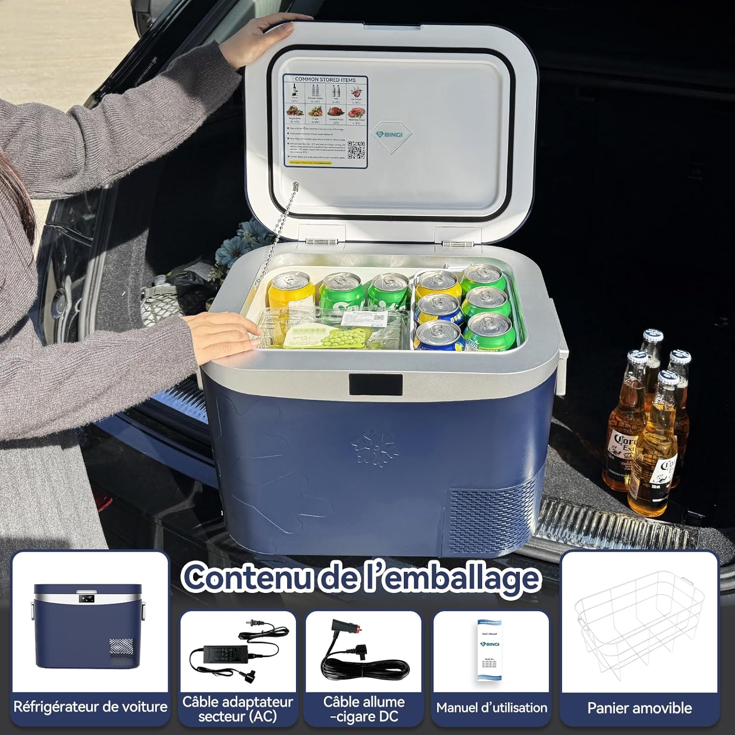 BINGI - Glacière Électrique 18L - Compacte, -18°C à +20°C, à compression