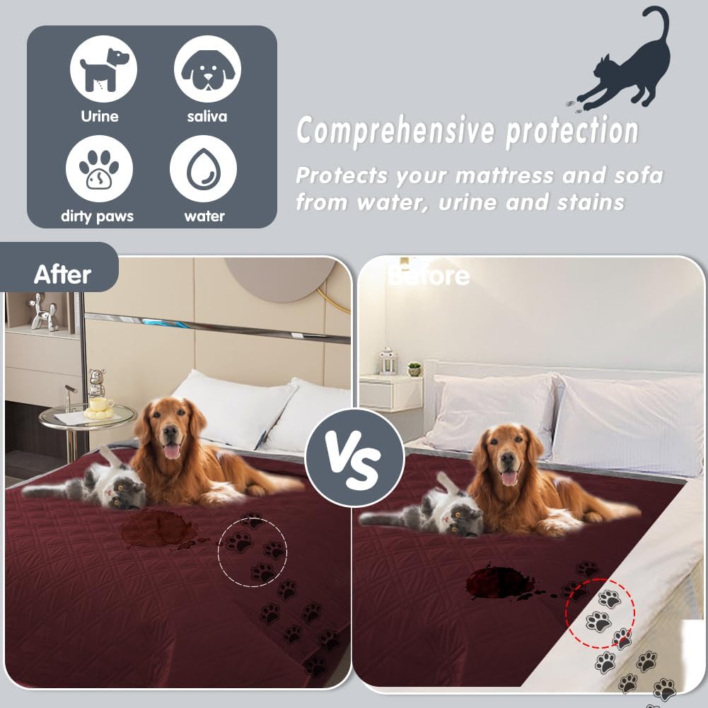 DUJUIKE - housse canapé imperméable antidérapante - 173-208 cm - rouge