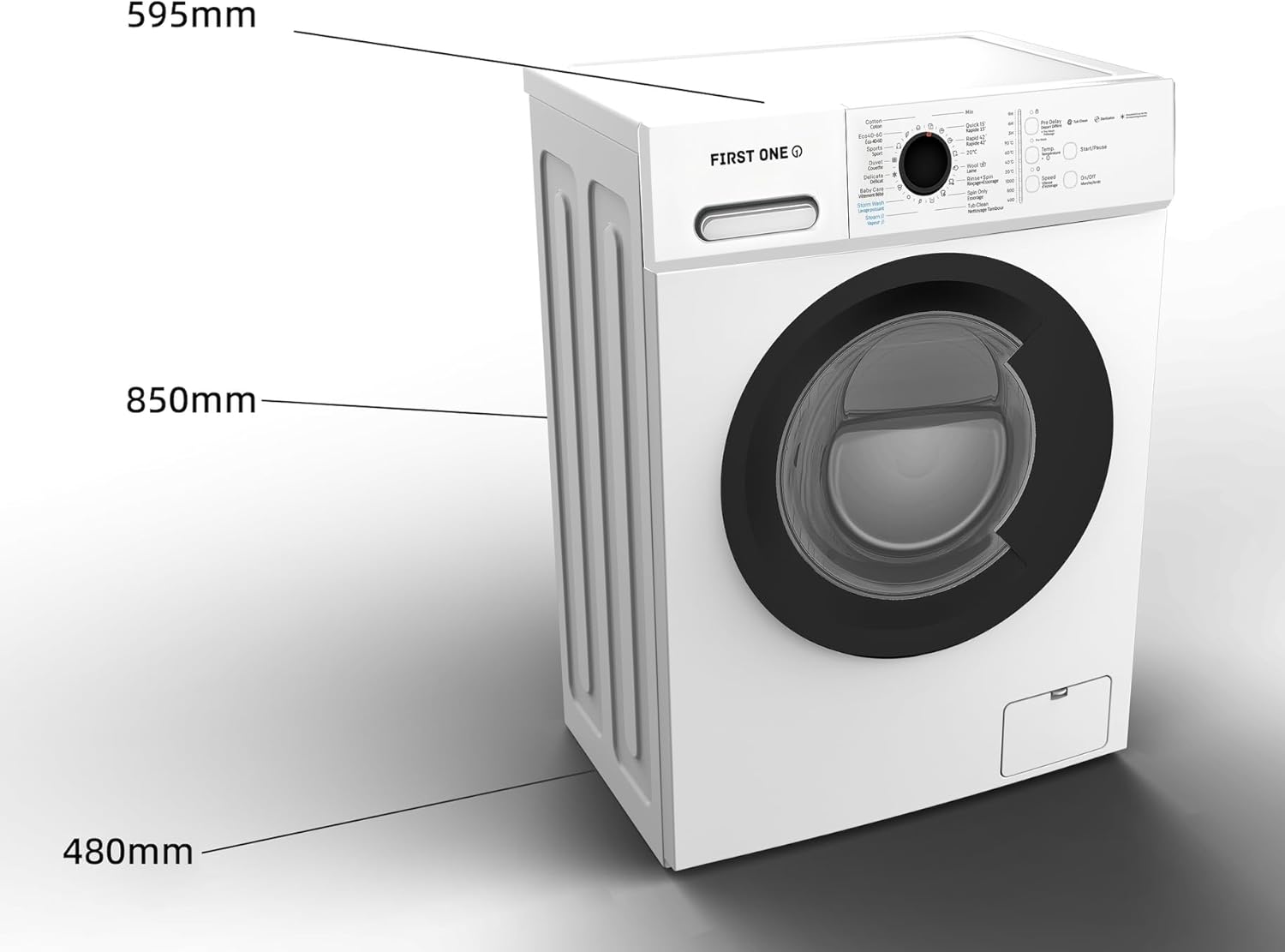 First One - Lave-linge frontal 8kg 1400trs 16 programmes économie FLL81400WH