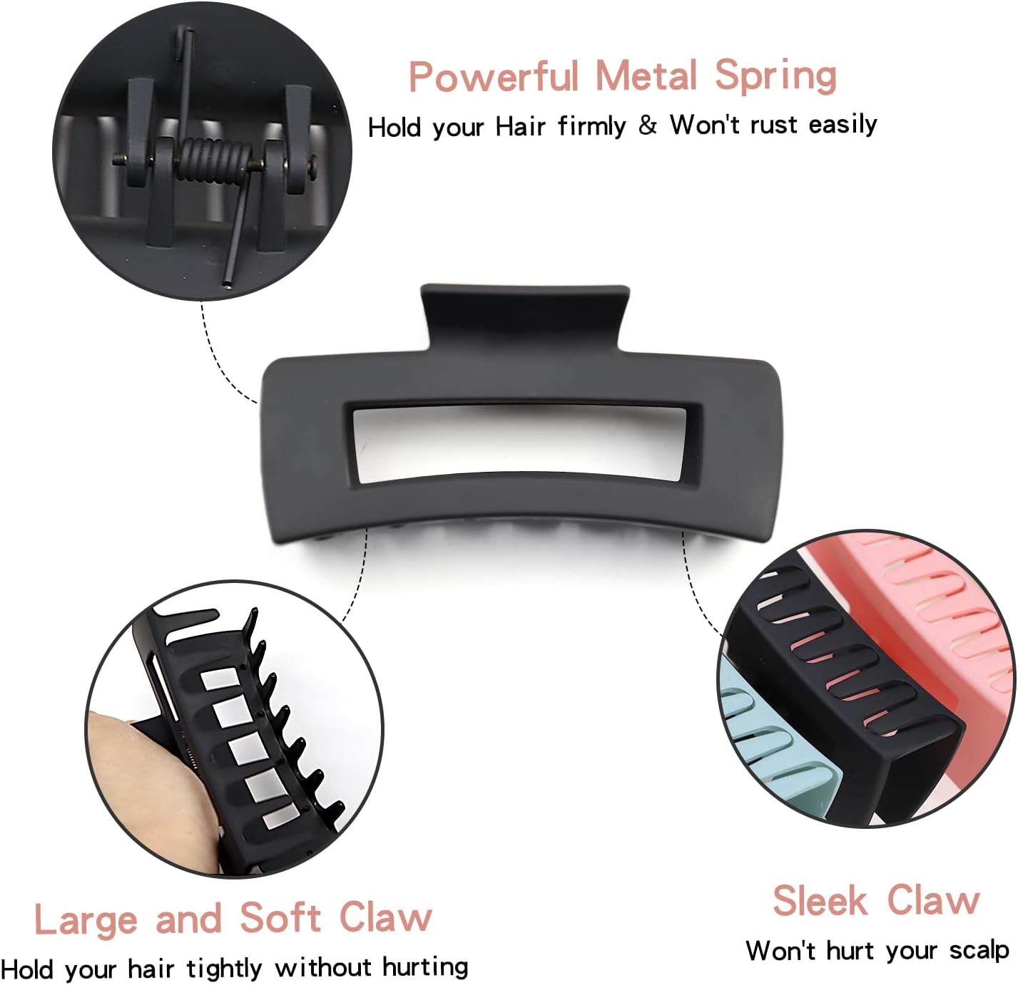 Kavya - 6 Pinces à cheveux - 10,5cm - antidérapantes, pince crabe, épais