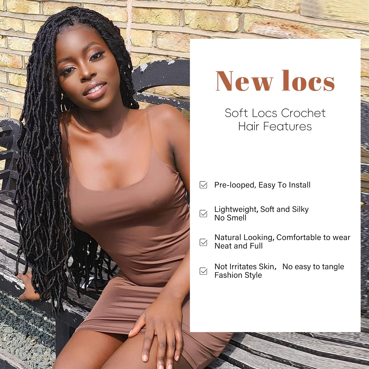 Faux Locks - Soft Locs Crochet Braids 60,9cm - Bouclées, lot de 8