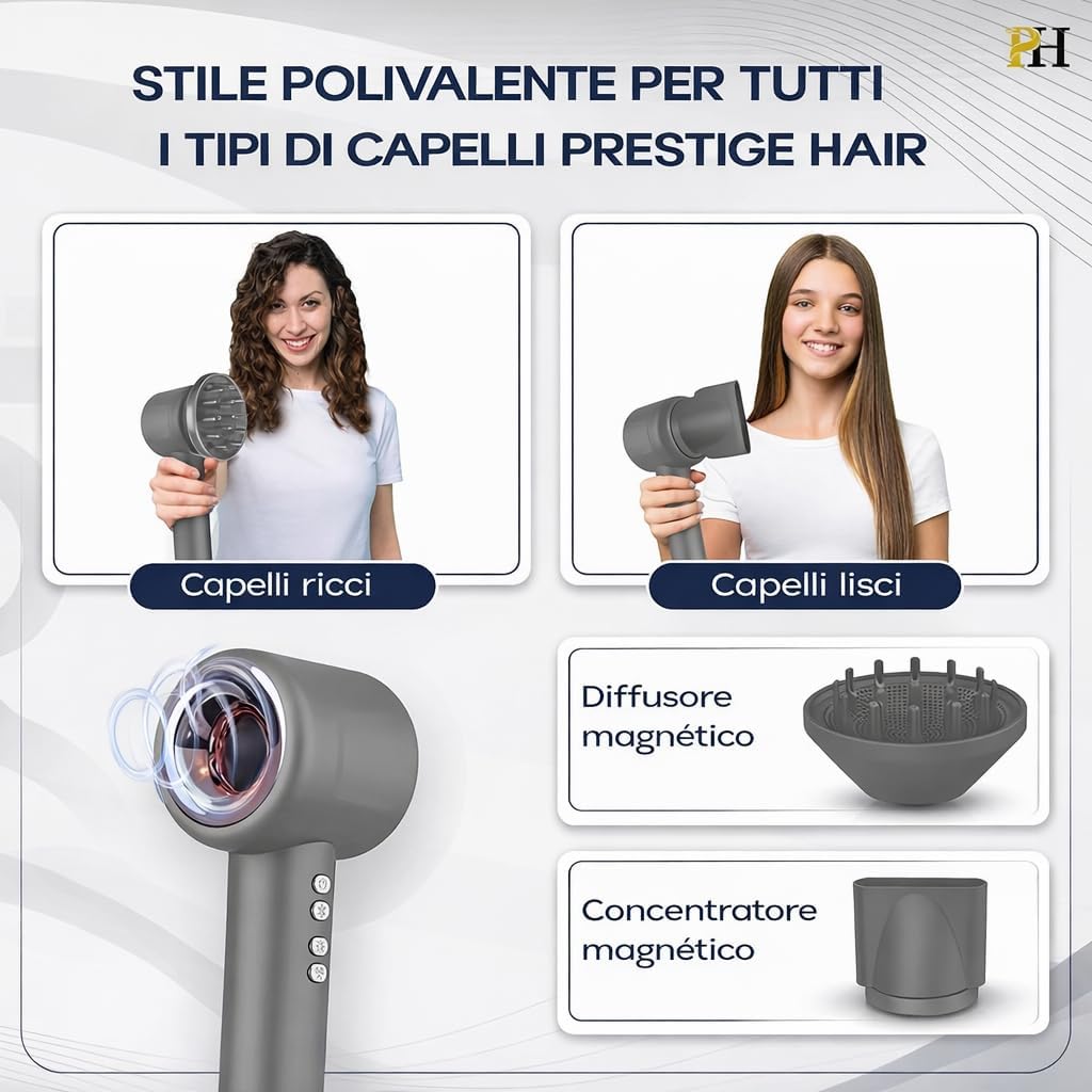 Sèche-cheveux compact, ionique, léger, diffuseur, brushing, 2 ans