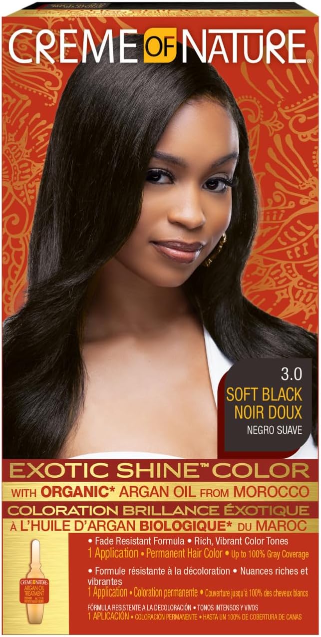 Creme of Nature - Argan Oil coloration permanente - couvre 100% cheveux blancs - 3.0 Noir doux