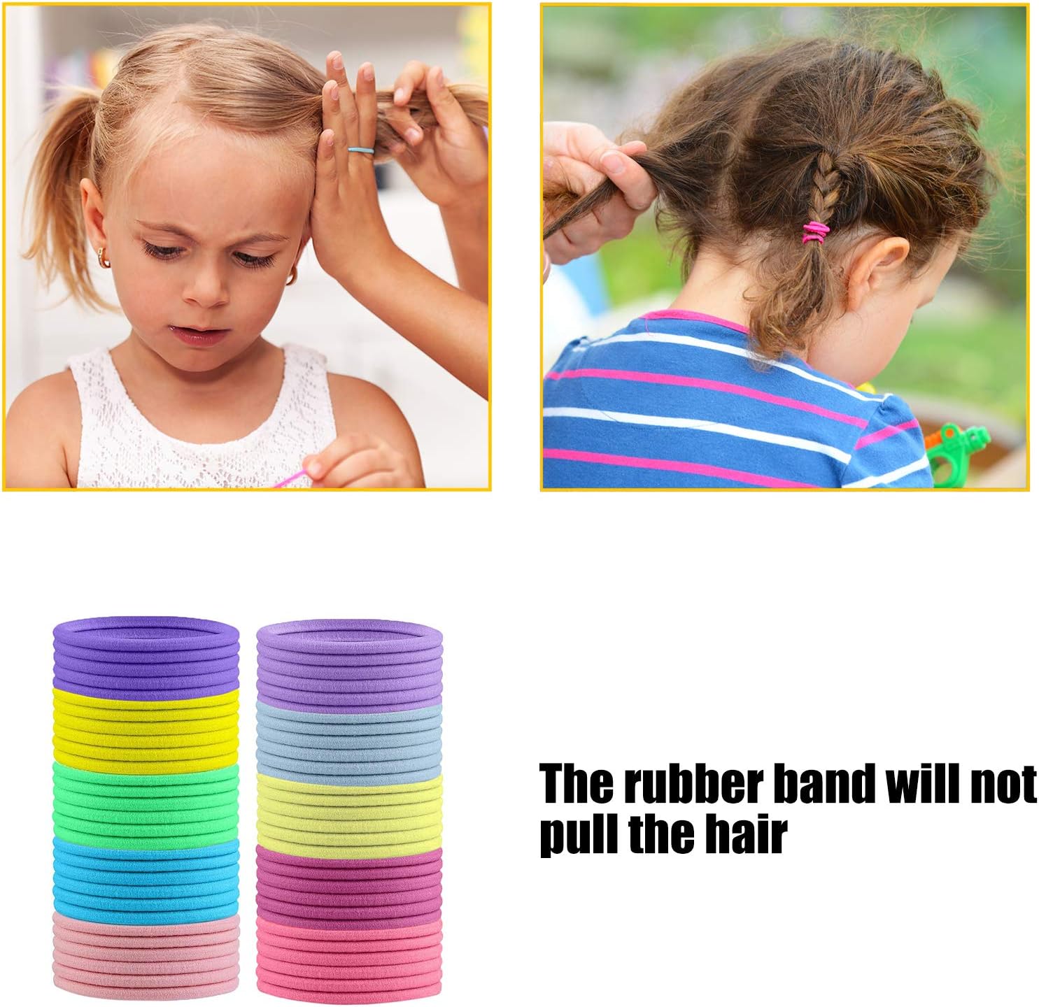 Elastiques à cheveux - lot de 200 - 2,5 cm - multicolore, caoutchouc, enfants