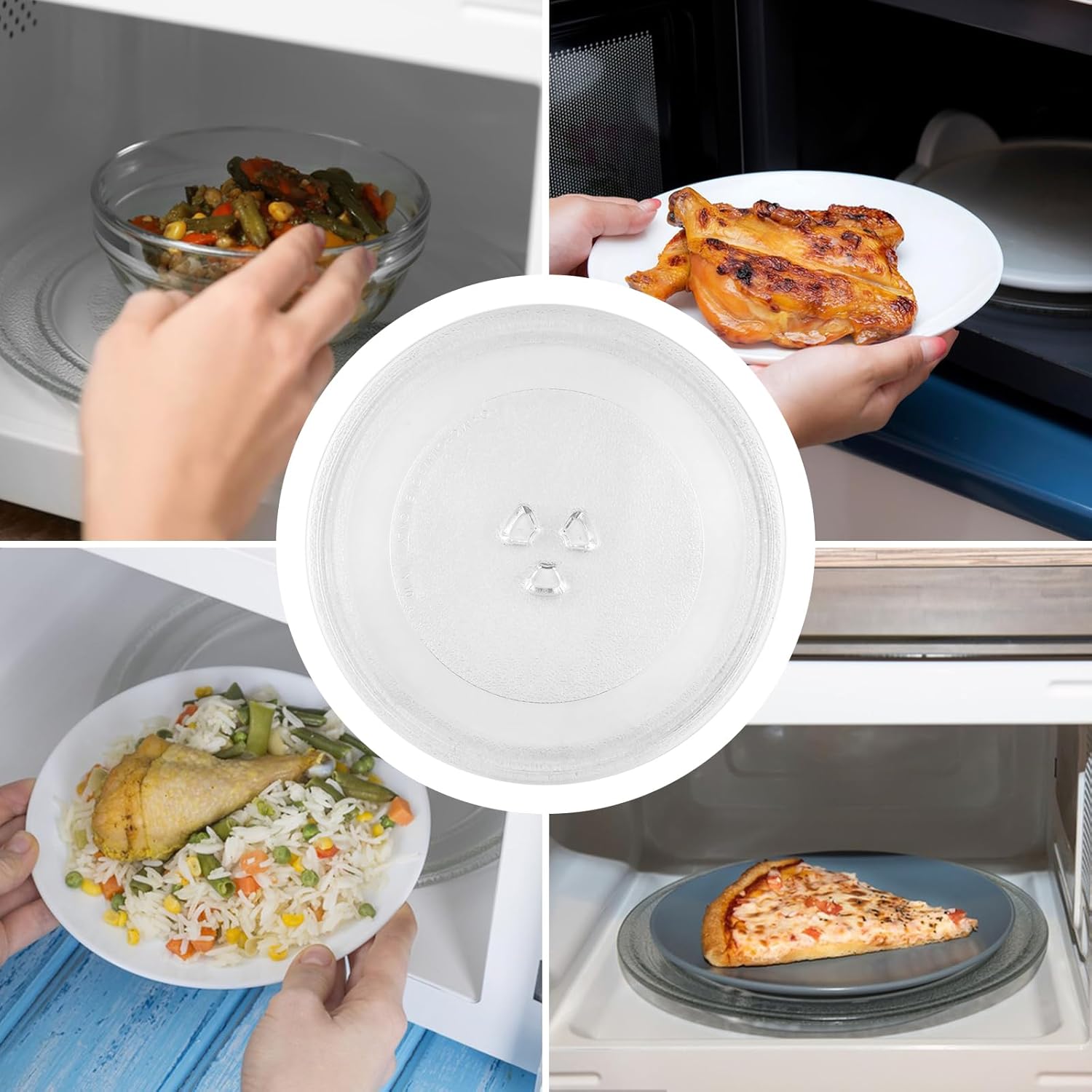 Plateau Micro Onde - verre tournant 24,5cm - 3 fixations, support rond