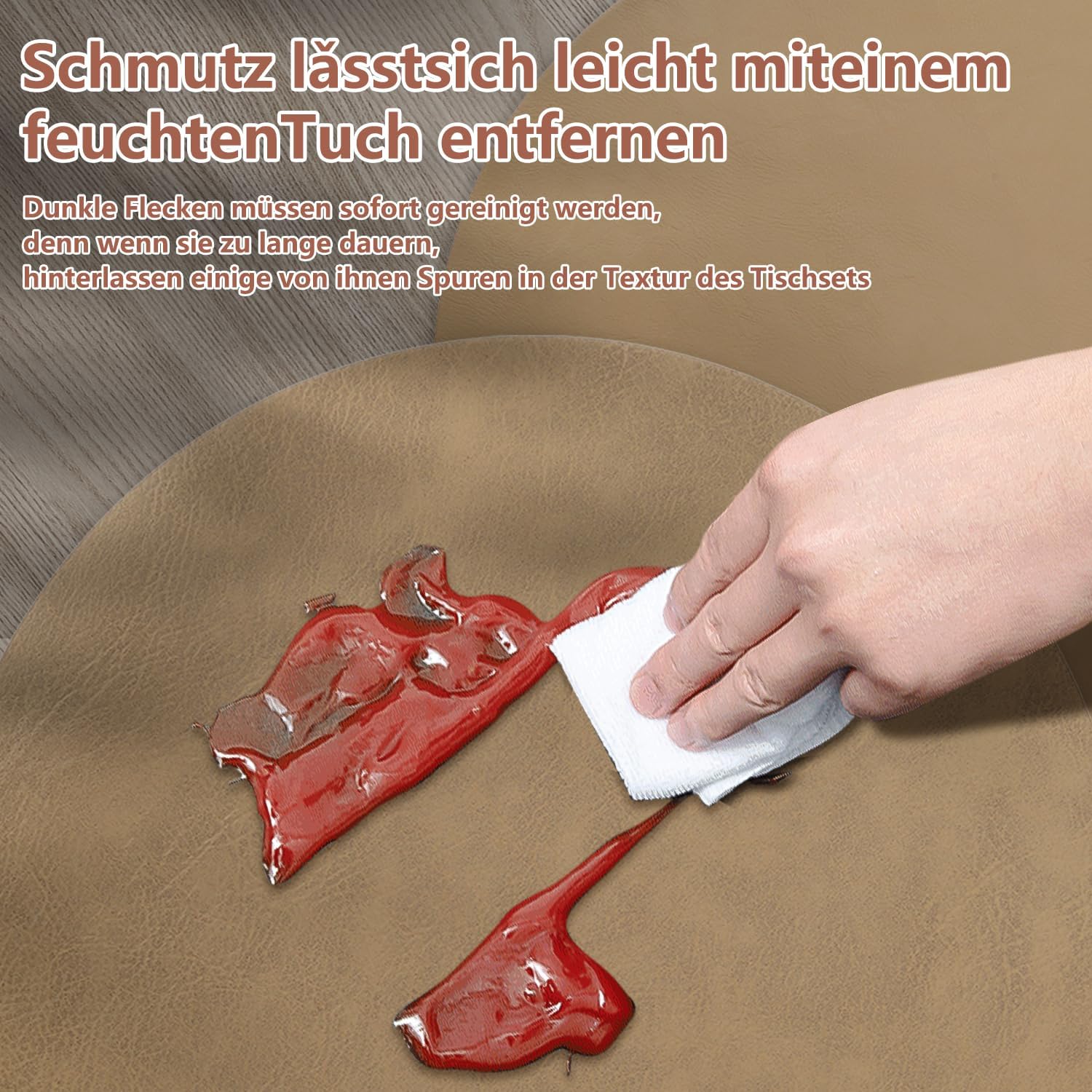 Set de table - cuir PU double face - 36x36cm - lavable, antidérapant, lot de 4