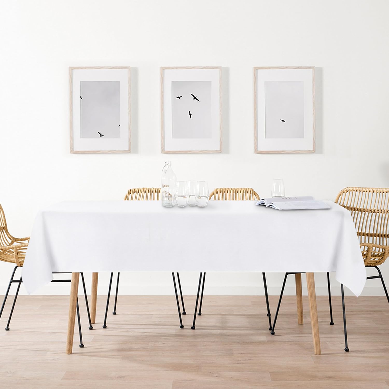 DWCN - nappe aspect lin 135x135cm, lavable, imperméable, anti-tache DWCN