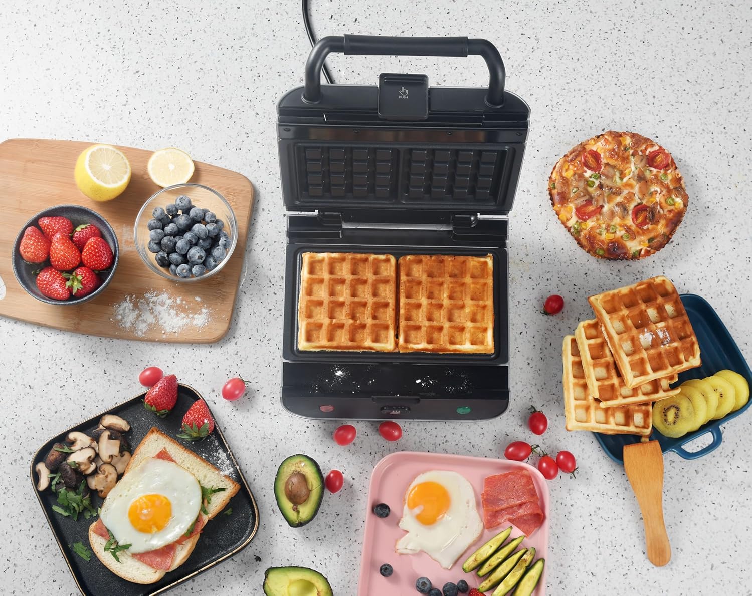 SENYA - Gaufrier 3 en 1 - compact - plaques antiadhésives, rangement facile