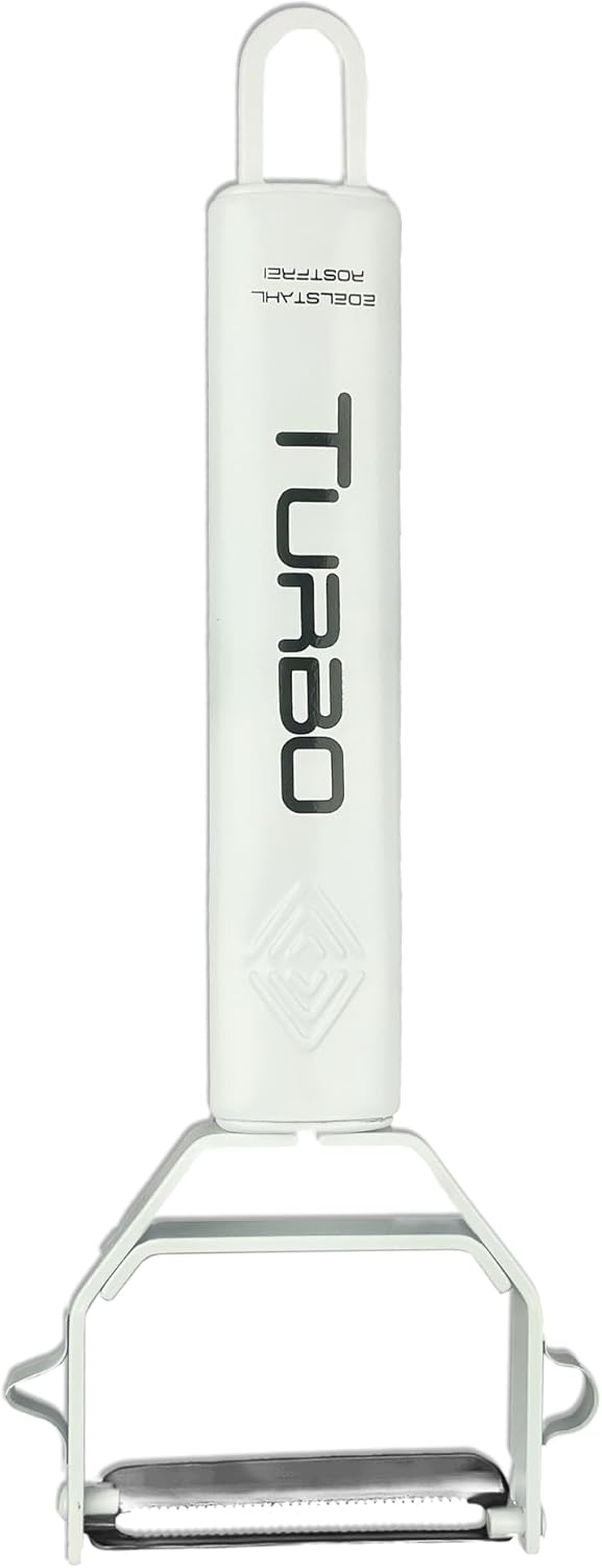 TURBO PRODUKTE - Éplucheur universel inox 3 en 1, lame pivotante, ambidextre, blanc mat