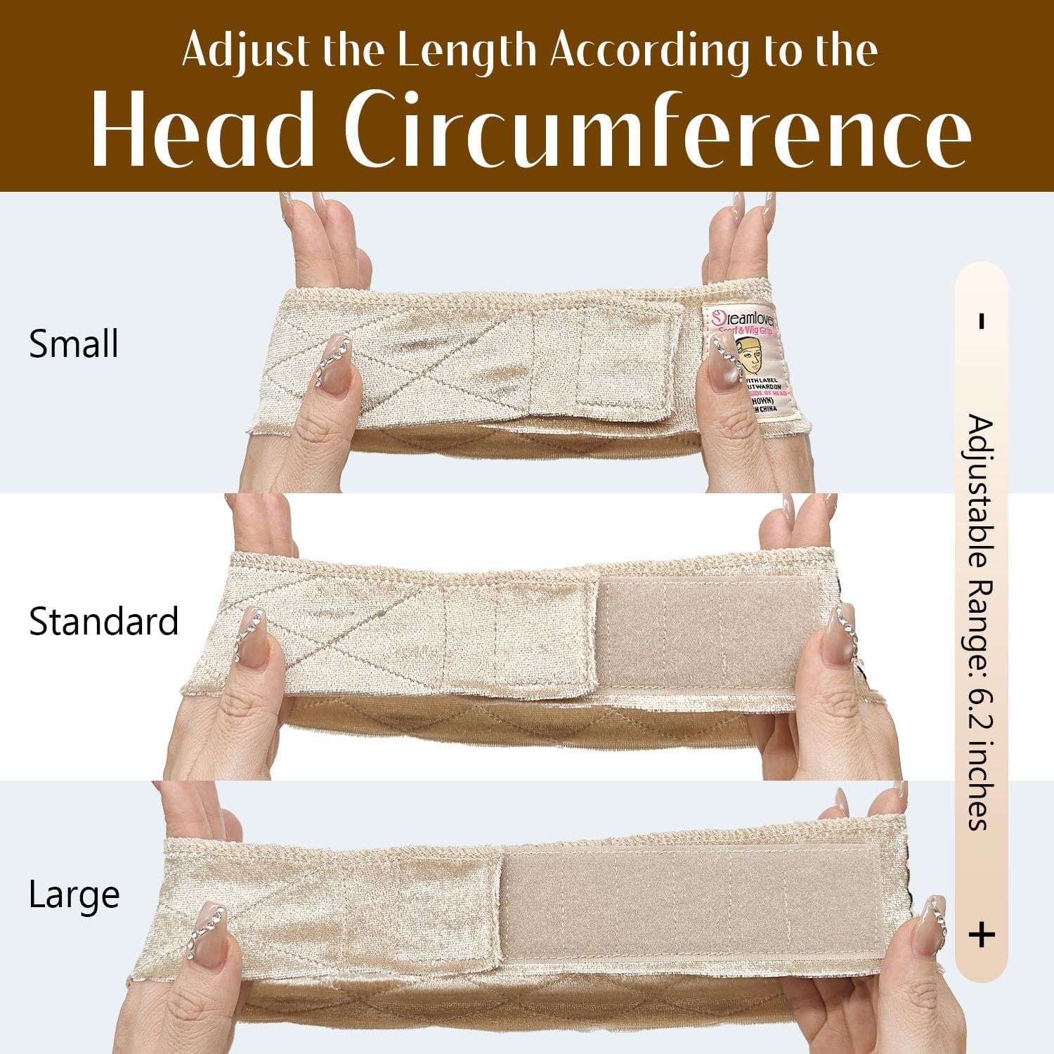 Dreamlover - Bandeaux velours pour perruque femme, 2 pièces, nude