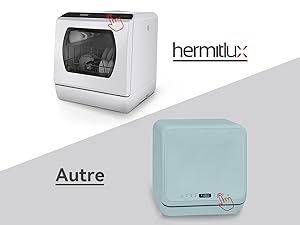 Comparaison de deux appareils compacts : un appareil cuboïde blanc avec une fenêtre avant à gauche et un appareil en forme de cube bleu clair