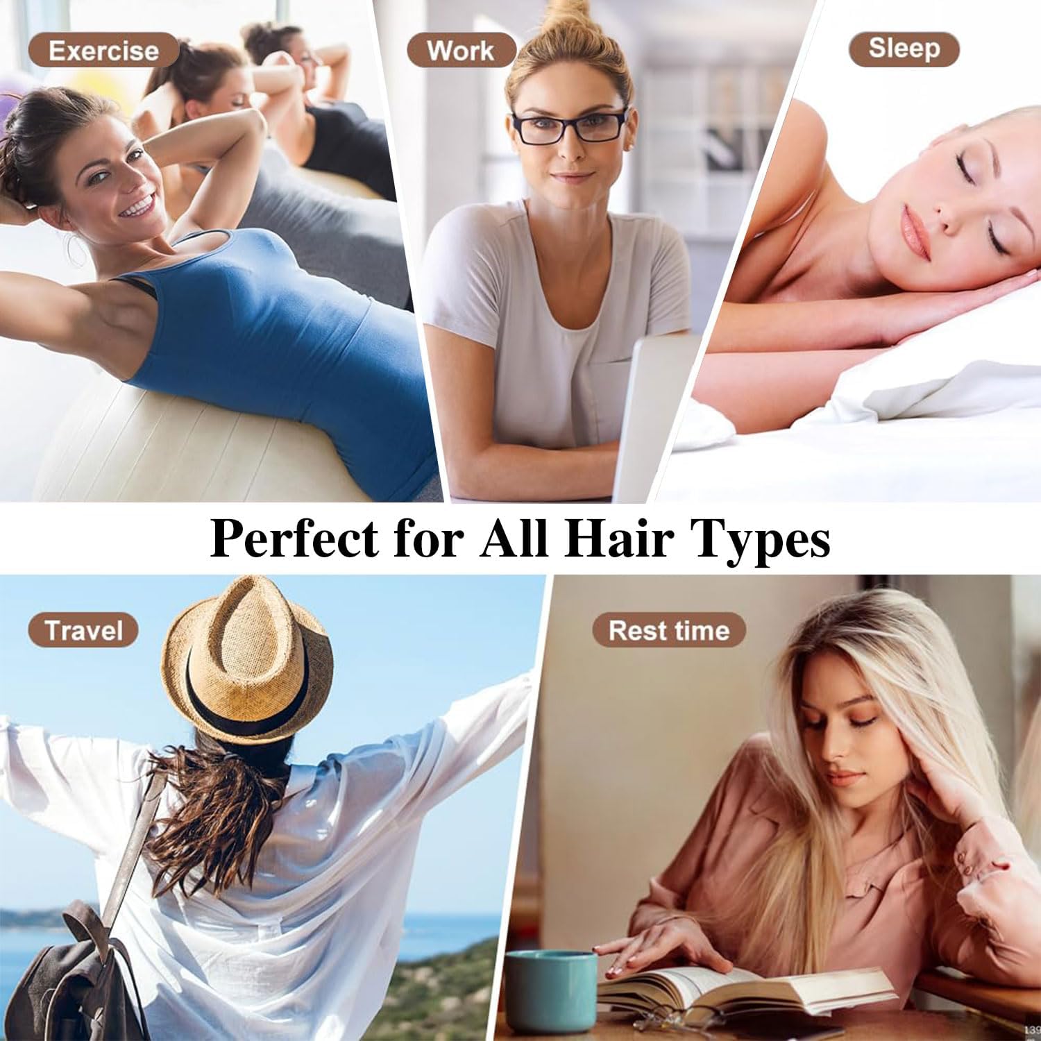 Boucle cheveux sans chaleur - lot de 4 - tous types, overnight, boudins