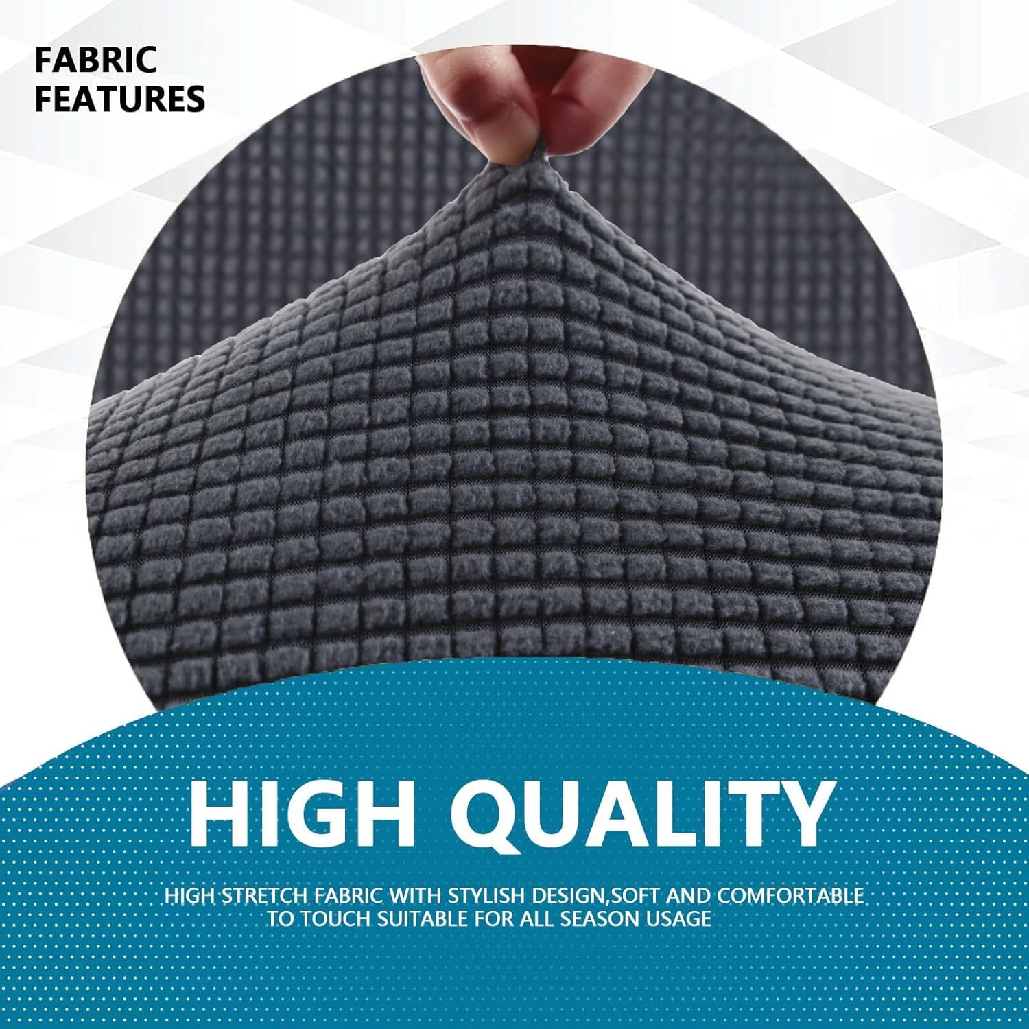 Housse canapé 3 places extensible, gris foncé, lavable, antidérapante