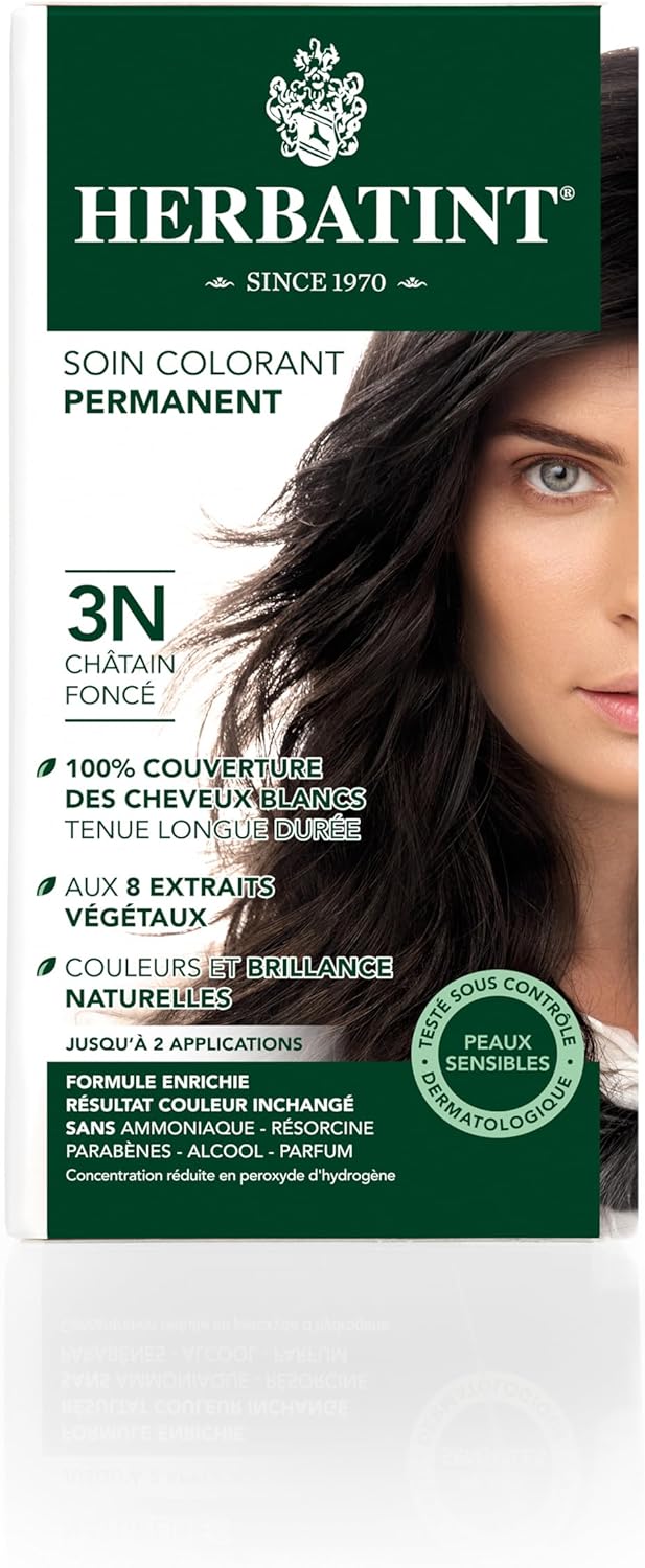 Herbatint - coloration permanente, 150ml - sans ammoniaque, couvre 100% cheveux blancs, 8 extraits bio, testée peaux sen