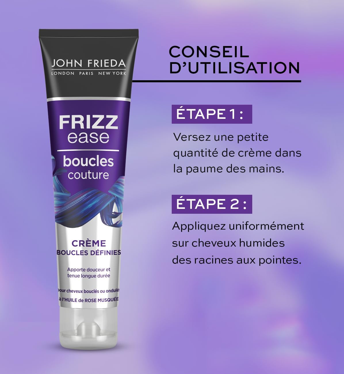 John Frieda - Frizz Ease Crème Boucles Définies - 150ml x2 - anti-frisottis, définition des boucles