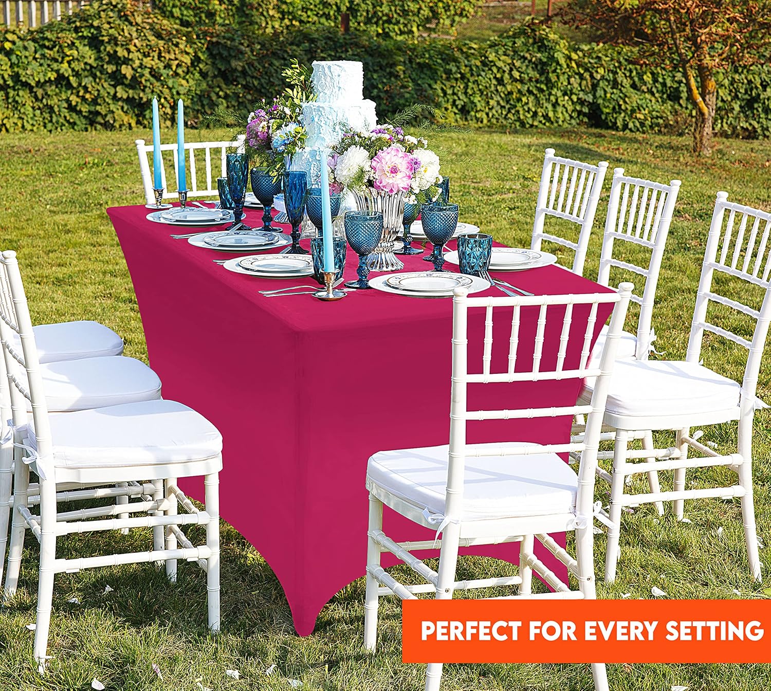 Utopia Kitchen - nappes élasthanne lot de 2 - 183x76x76cm - ajustées lavables et extensibles