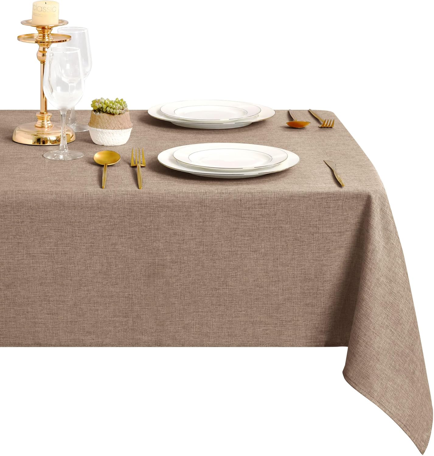 DWCN - nappe aspect lin - 135x135cm - lavable, imperméable, anti-tache