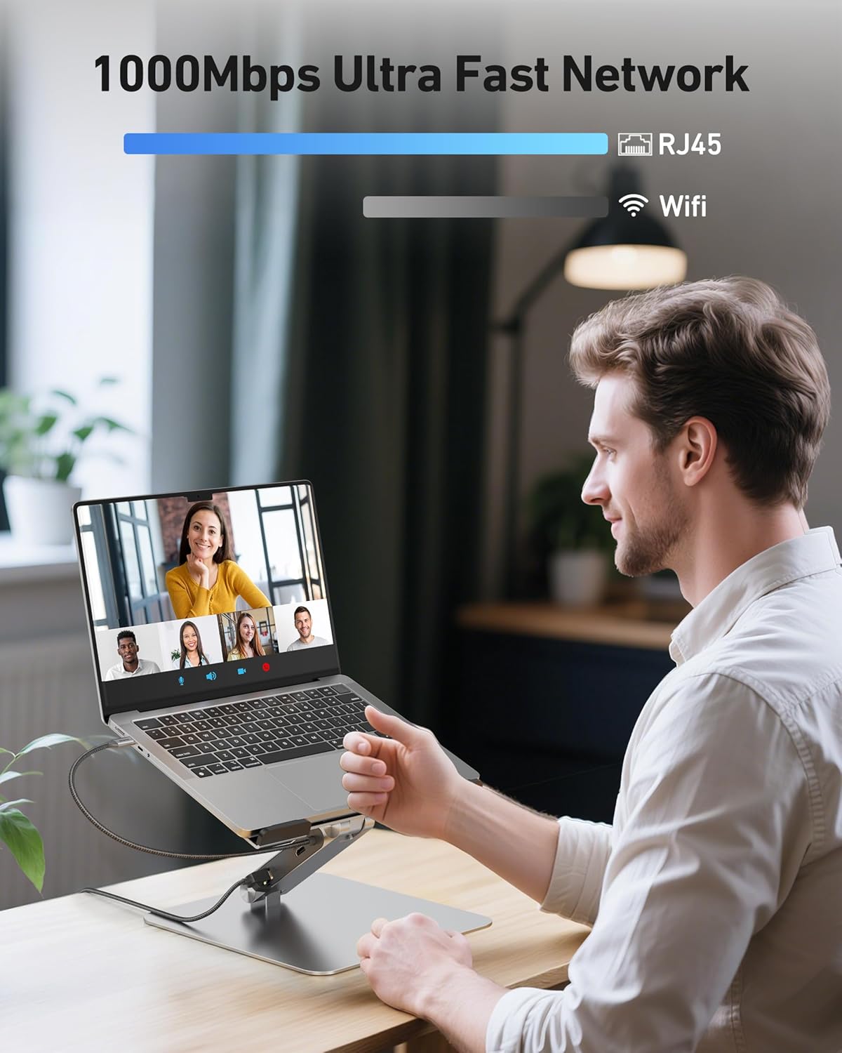 BENFEI - Support PC portable 6-en-1, HDMI 4K, USB-C, Ethernet, 100W PD