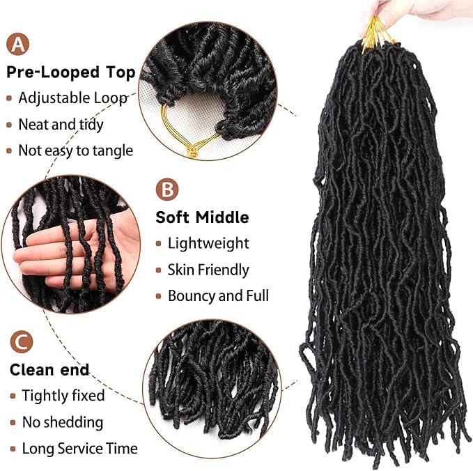 Faux Locks - crochet braids, 60,9cm, mèches souples, lot de 8