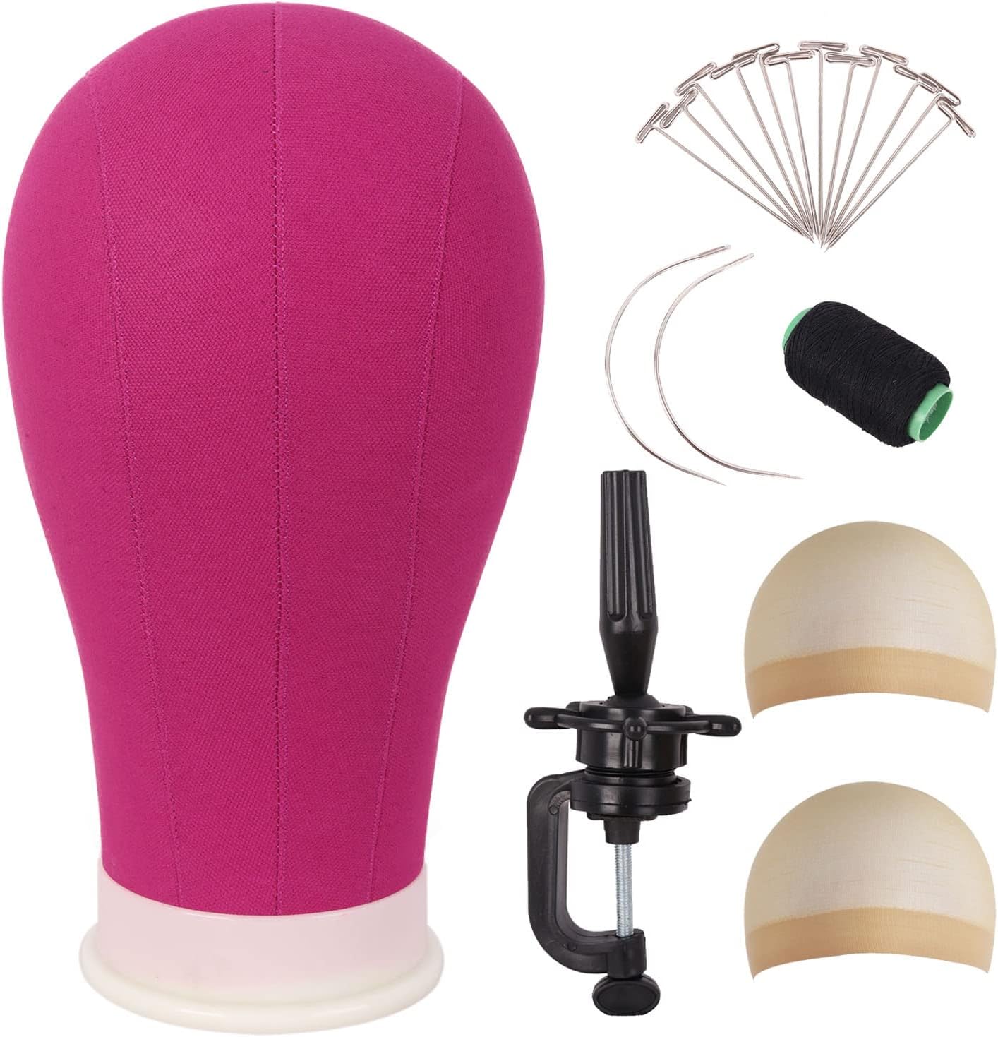 MapofBeauty - mannequin toile magenta - 22 pouces - tête à perruque avec support