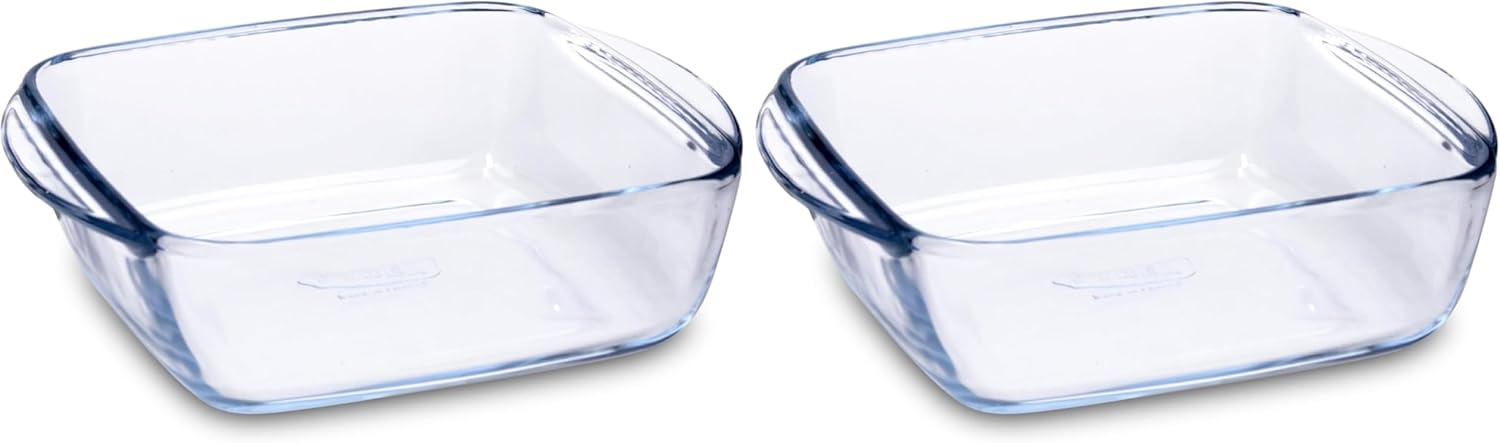 Pyrex - Prepware carré - 20x17cm, verre, 1L, lot de 2