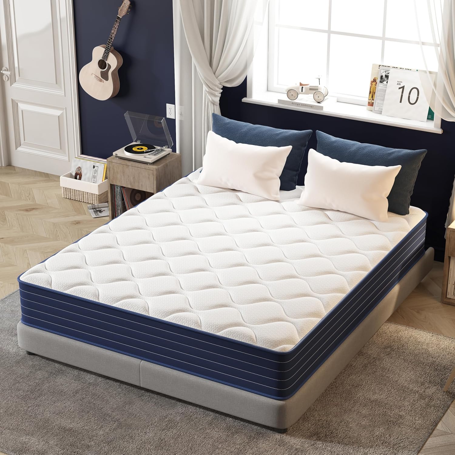PurrJoys - Matelas ressorts/mémoire - 180x200x25 cm - confort moyen, respirant, CertiPUR-US/Oeko-TEX