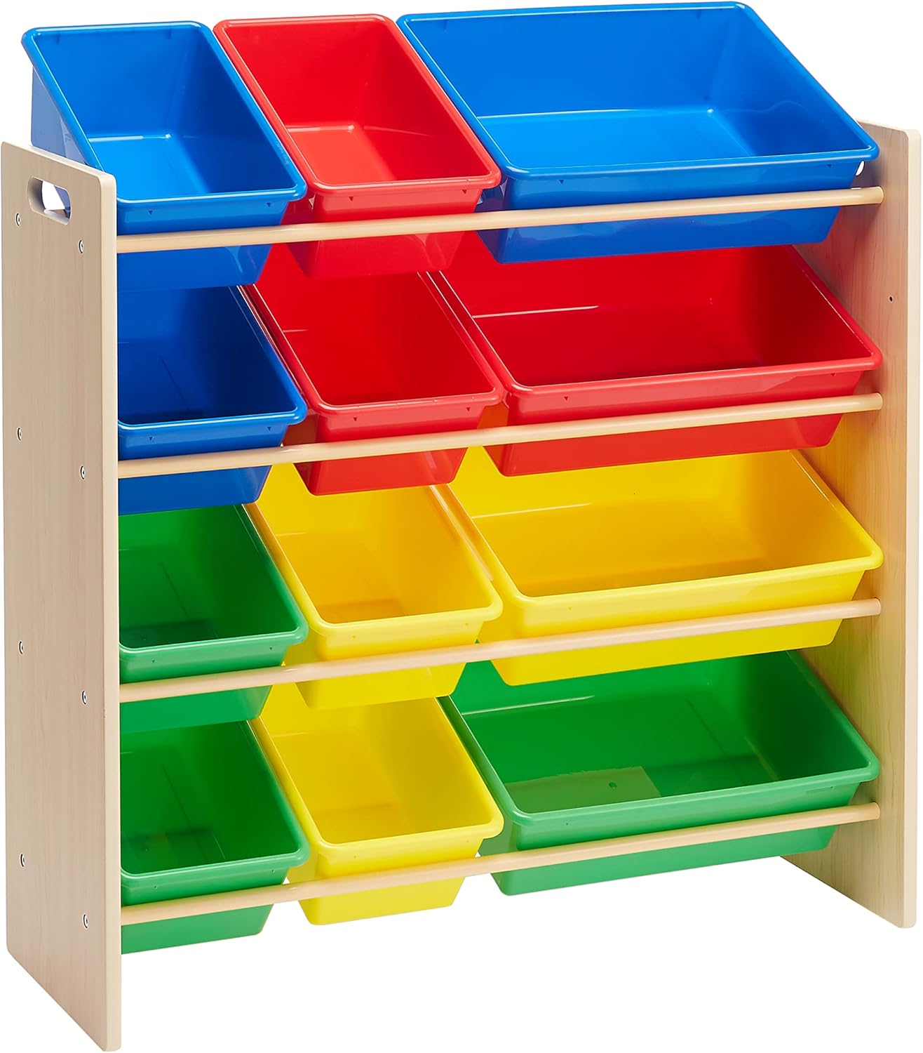 maaxi-dealz Basics - rangement jouets bois, 12 bacs colorés, 33.6x31.1x10.9in