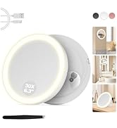 MOMOKUBA Miroir cosmétique avec éclairage, miroir grossissant 30x avec ventouse, 3 couleurs...