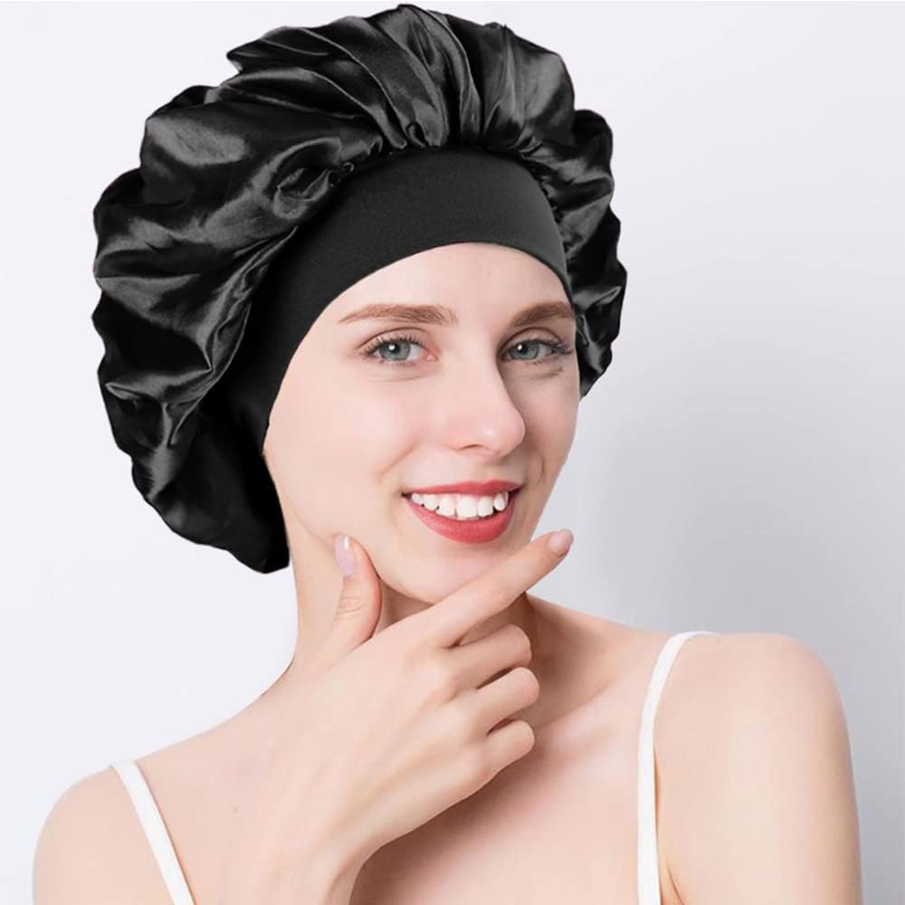 Bonnet satin cheveux nuit - lot de 2 - protection soyeuse, femme