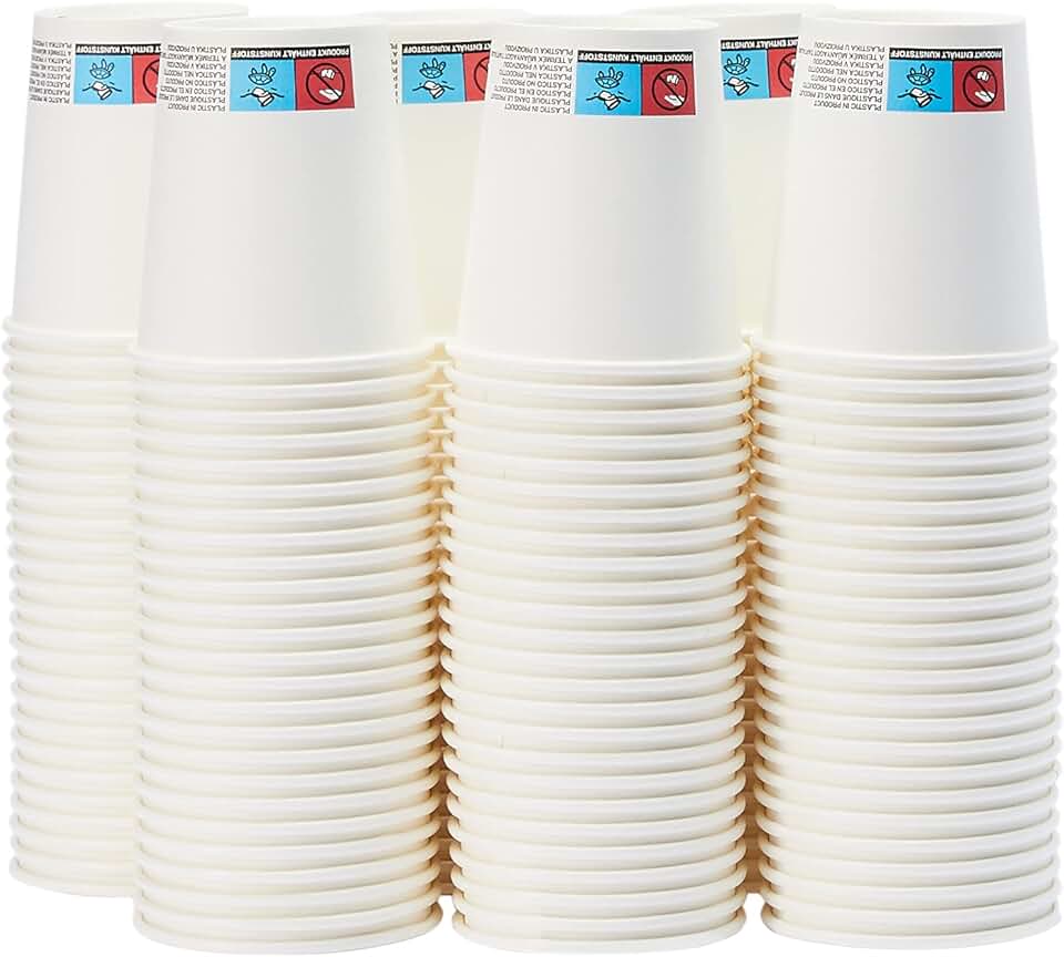 maaxi-dealz Basics - Gobelets en carton - 207 ml - 150 unités, pour boissons chaudes, blanc