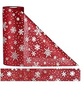 Bannière décorative sur le thème de l'hiver avec des motifs de flocons de neige blancs sur fond rouge foncé, créant un élément de design festif pour les fêtes.