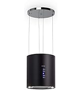 . Dispose d'un affichage numérique bleu et d'un design suspendu avec des câbles fins. Aspect moderne et élégant pour la ventilation de la cuisine.