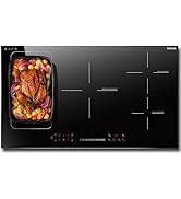 avec plusieurs zones de cuisson, avec une dinde rôtie dans une rôtissoire sur une