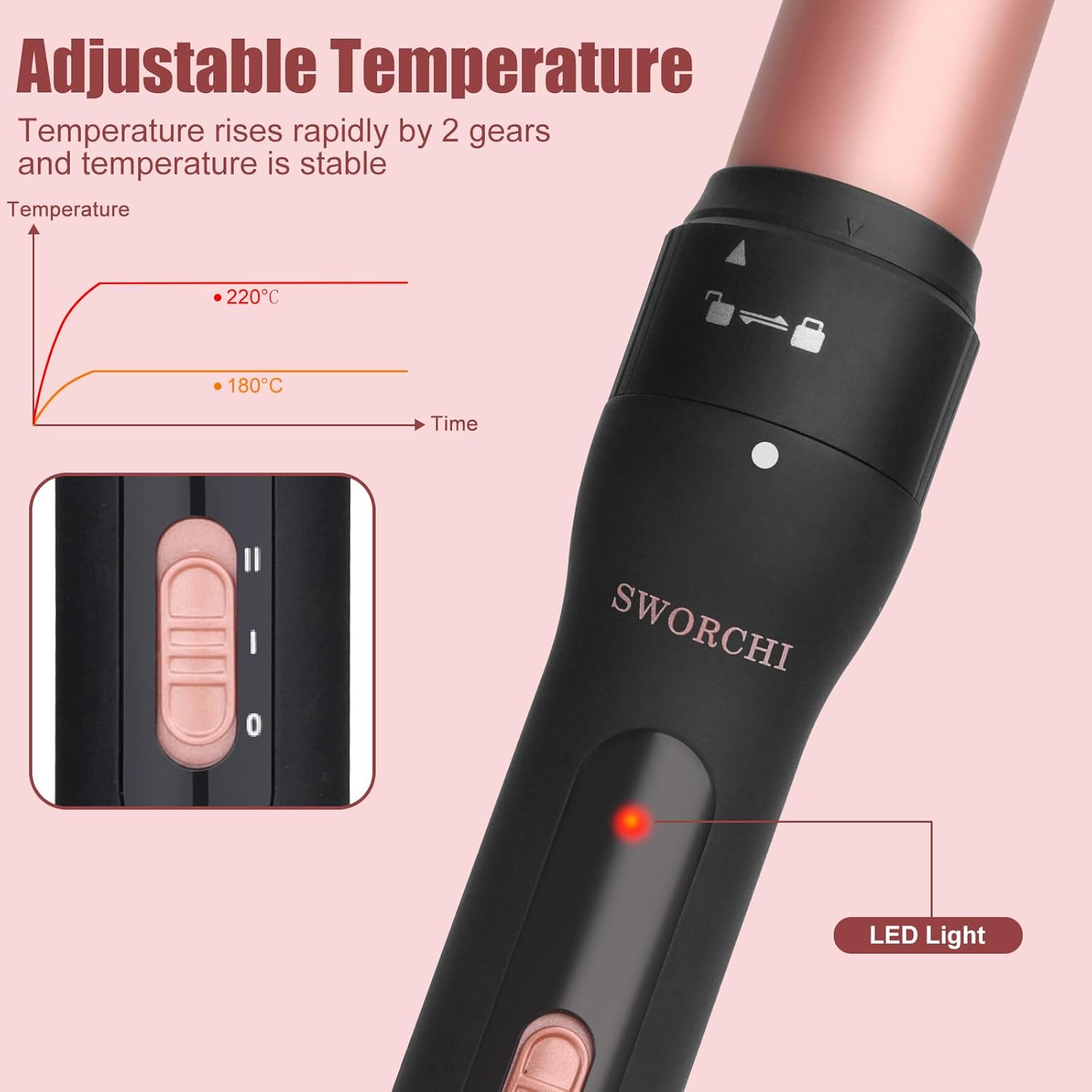 Boucleur à cheveux 3 en 1 - céramique, 9-32mm, température réglable