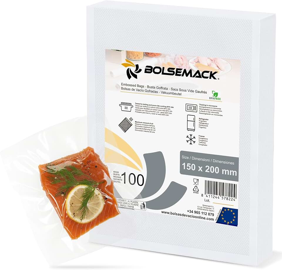 Bolsemack - sacs sous vide - 15x20 cm, 100 pcs, gaufrés, sans BPA, UE