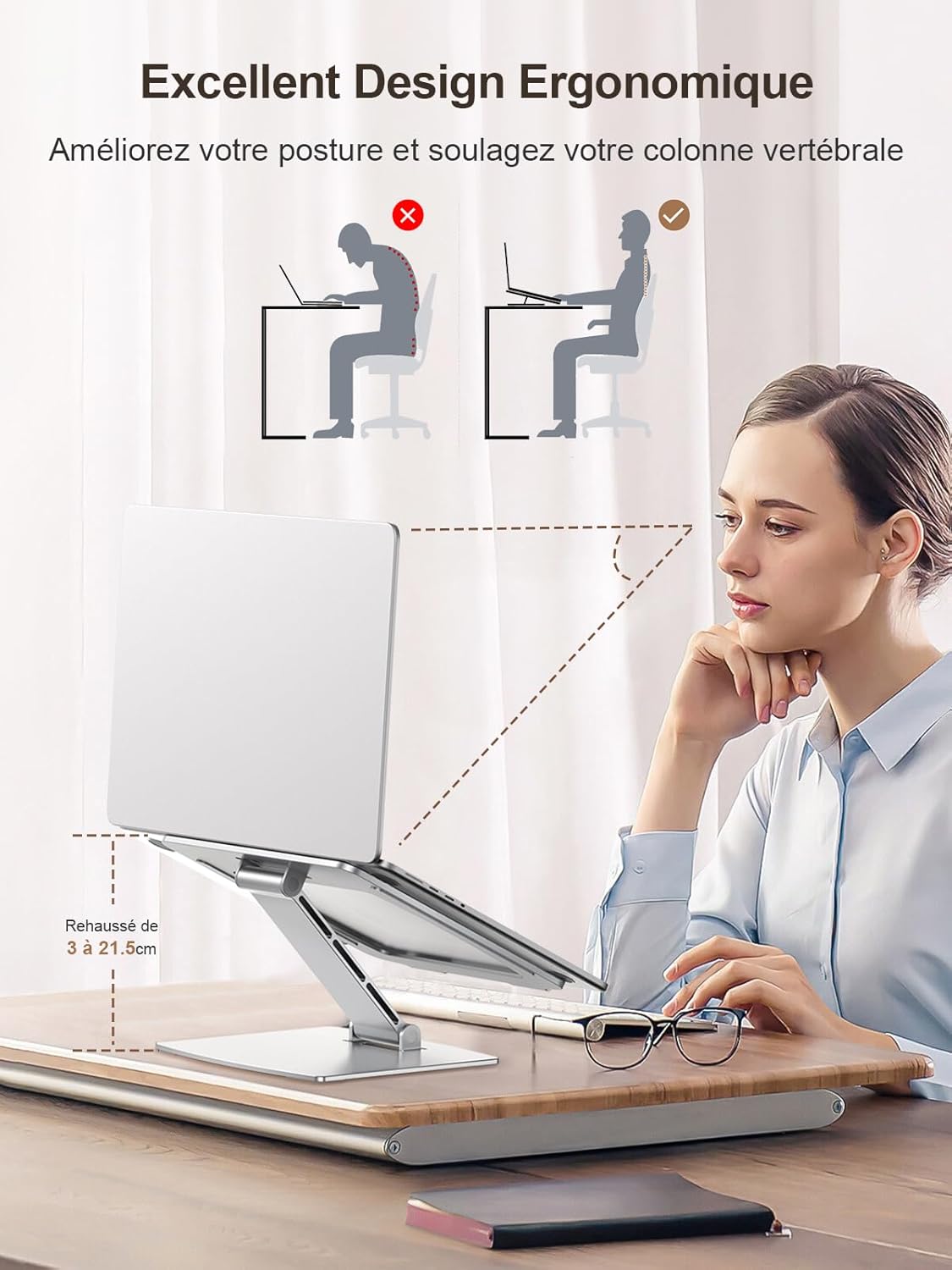 Support ordinateur portable - aluminium réglable - 10-16