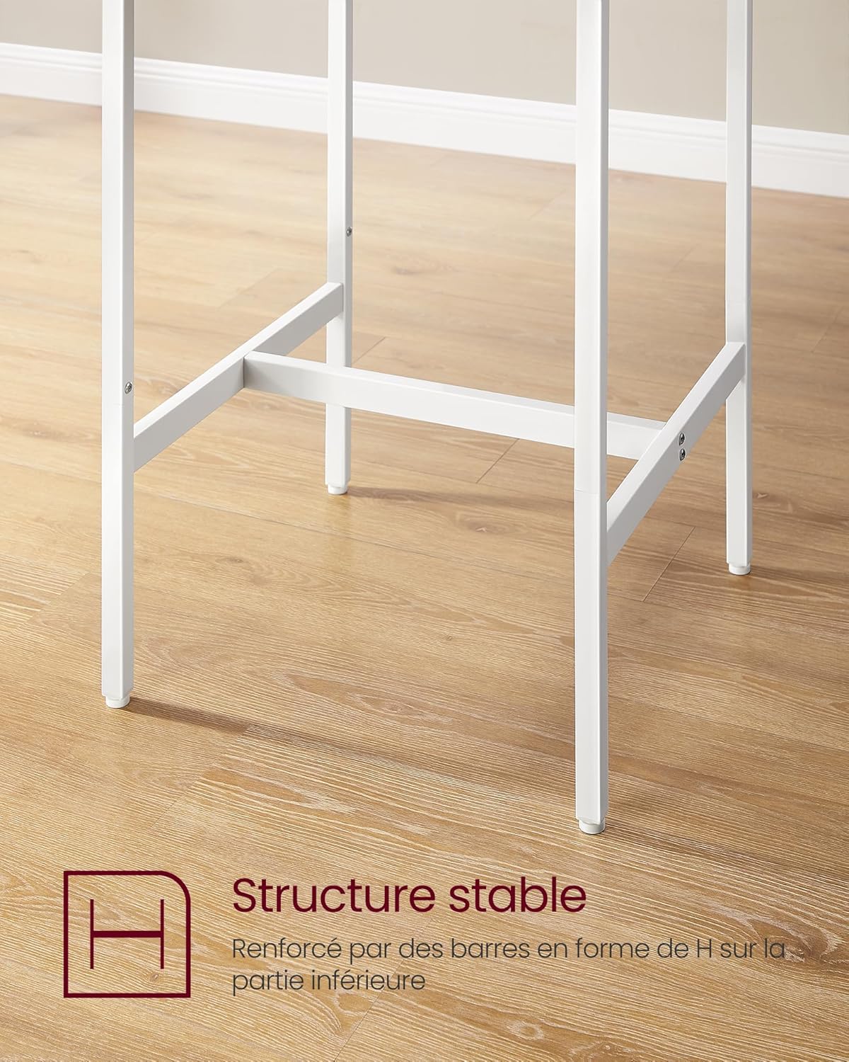 VASAGLE - Table bar & 2 tabourets, chêne doré/blanc, compact, LBT017W09