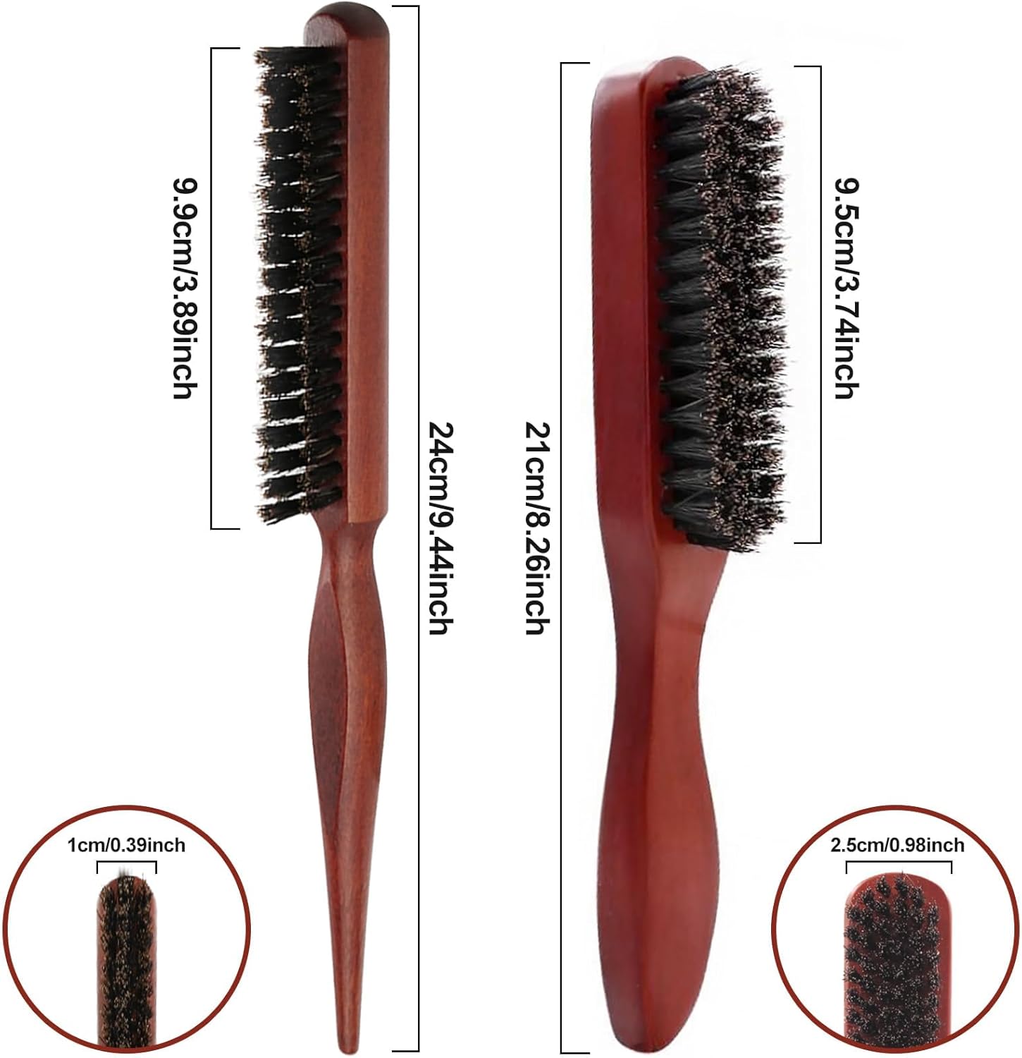 Brosses à cheveux - 2 pièces - poils de sanglier, démêlante, pour cheveux et barbe
