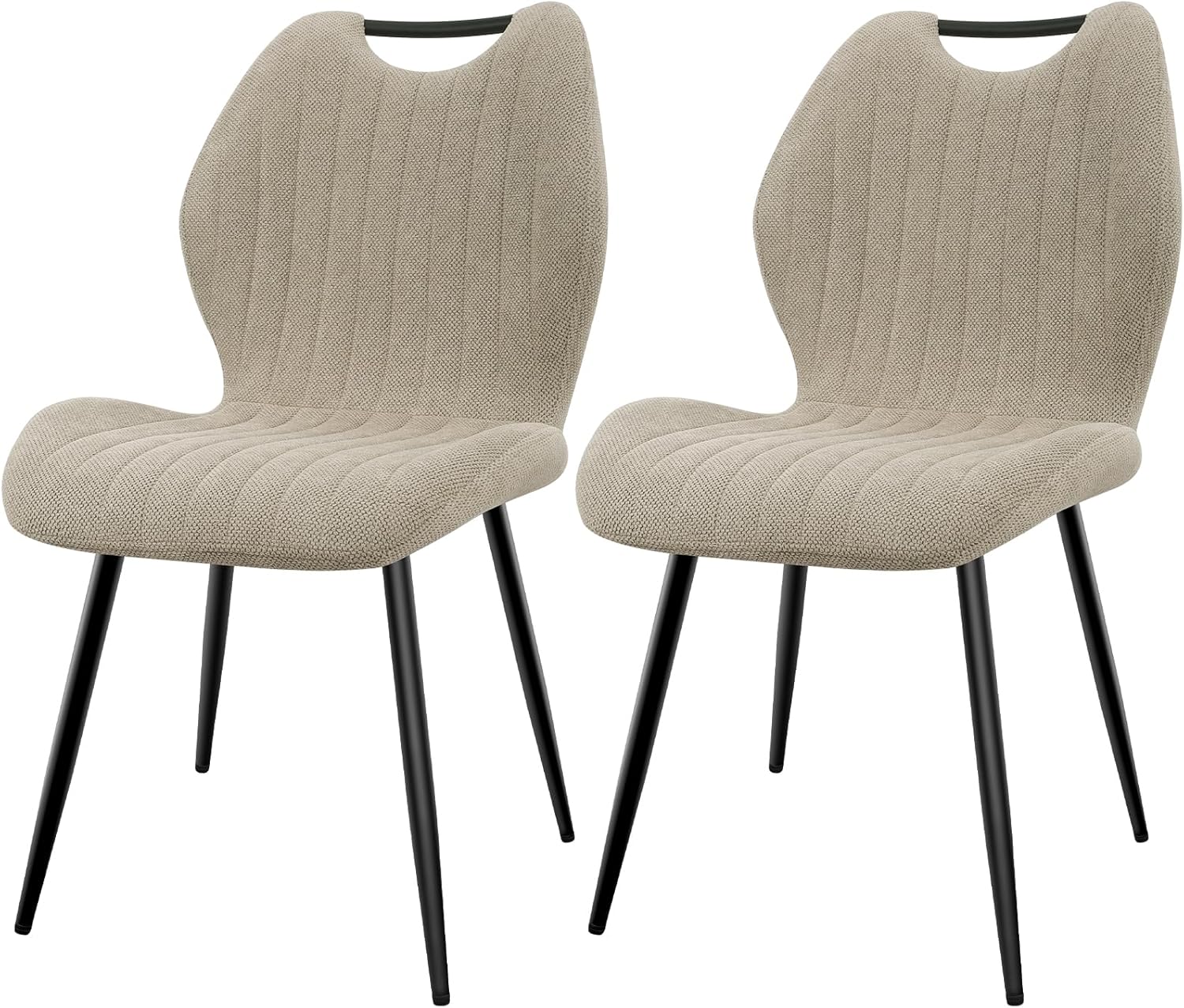 Chaises de salle à manger - tissu gris brun, pieds métal, lot de 2